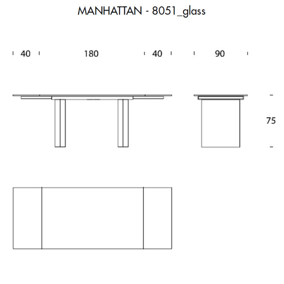 Tonin Casa MANHATTAN T8051ALG ausziehbarer Esstisch 180-260 cm mit Glasplatte