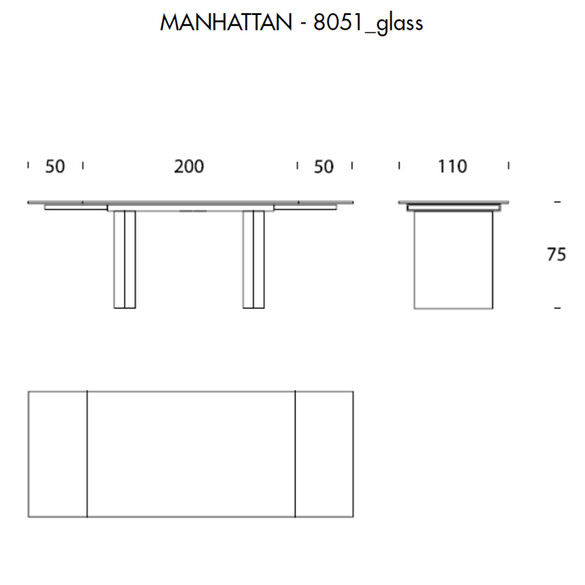 Tonin Casa MANHATTAN T8051ALG ausziehbarer Esstisch 200-300 cm mit Glasplatte