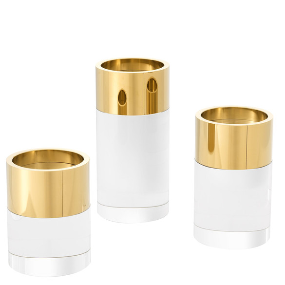 EICHHOLTZ Sierra Kerzenhalter 3-er SET, Kristallglas & Gold