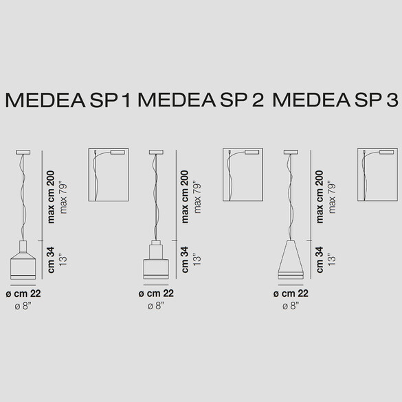 Vistosi Medea SP1/SP2/SP3 Pendelleuchte Ø 22 cm (LED)