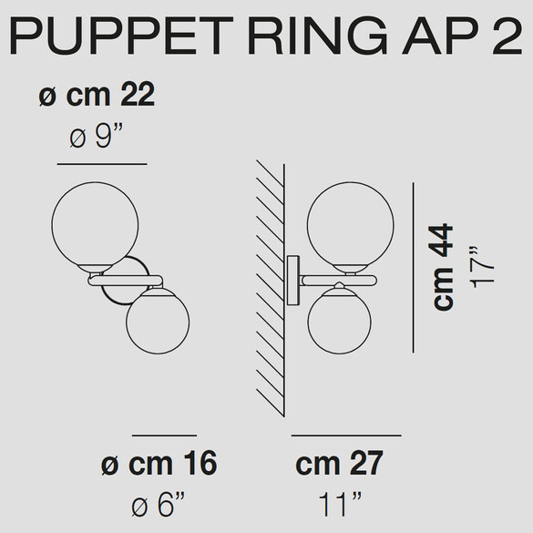 Vistosi Puppet Ring AP2 Wandleuchte (G9)