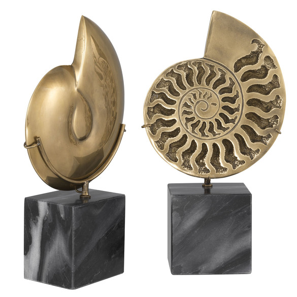 EICHHOLTZ Ammonite Tischskulptur-Set in Vintage-Messing