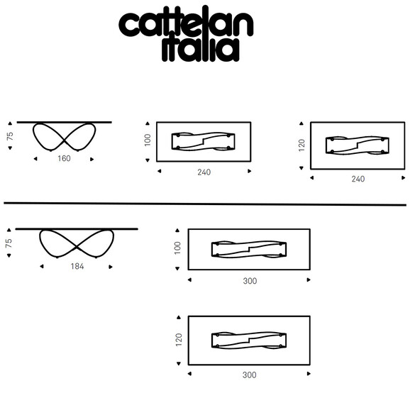 Cattelan Italia BUTTERFLY Esstisch mit Glasplatte