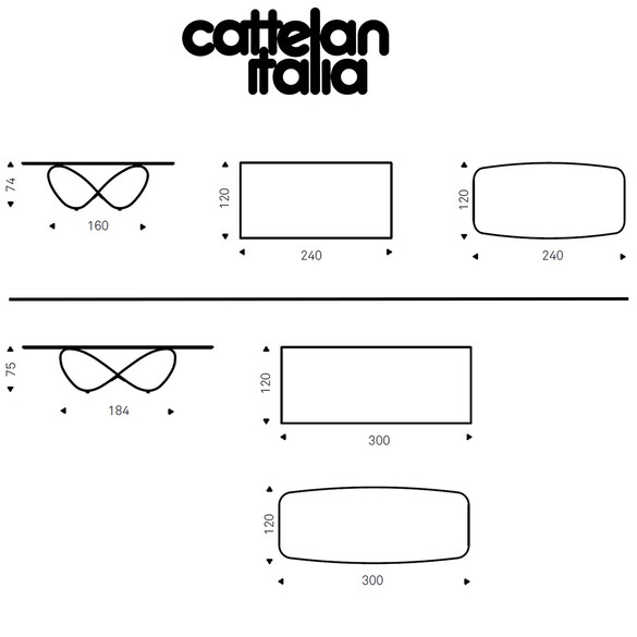 Cattelan Italia BUTTERFLY KERAMIK Esstisch mit Keramikplatte