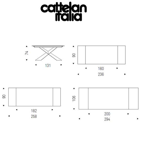 Cattelan Italia TYRON CrystalArt Drive ausziehbarer Esstisch mit Glasplatte