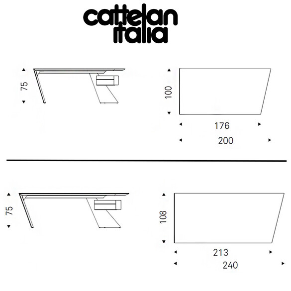 Cattelan Italia NASDAQ KERAMIK Schreibtisch mit Keramikplatte