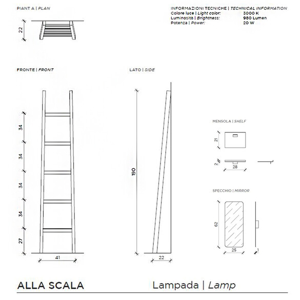 Mogg ALLA SCALA Designer Bcherregal mit LED-Licht