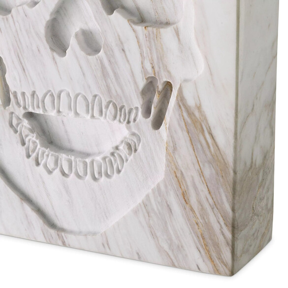 EICHHOLTZ Marble Skull Book Skulptur, weißer Marmor - Philipp Plein Kollektion