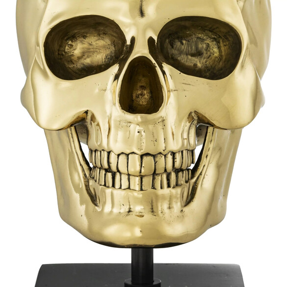 EICHHOLTZ Gold Skull L Skulptur 32 cm, schwarzer Marmor - Philipp Plein Kollektion