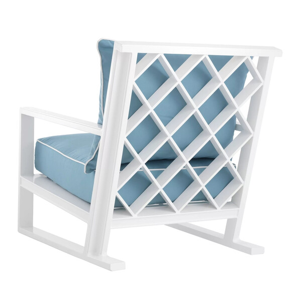 EICHHOLTZ Como Outdoor-Stuhl, Weiß & Sunbrella Blau
