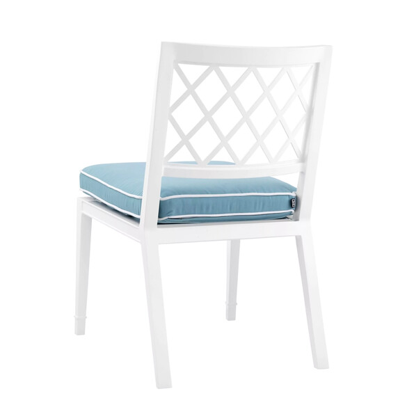 EICHHOLTZ Paladium Outdoor-Stuhl, Weiß & Sunbrella Blau