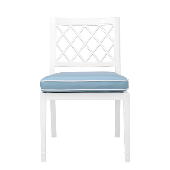 EICHHOLTZ Paladium Outdoor-Stuhl, Weiß & Sunbrella Blau