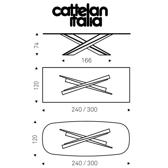 Cattelan Italia LANCER Esstisch mit Glasplatte