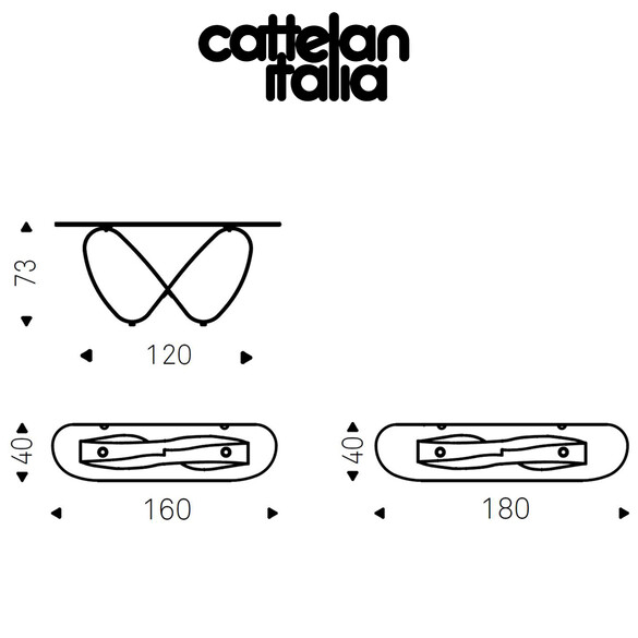 Cattelan Italia BUTTERFLY Konsole mit Glasplatte