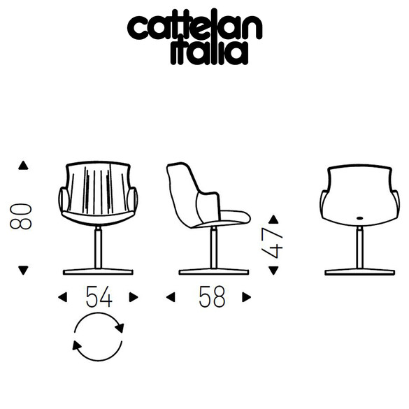 Cattelan Italia RIHANNA X drehbarer Stuhl mit Lederbezug