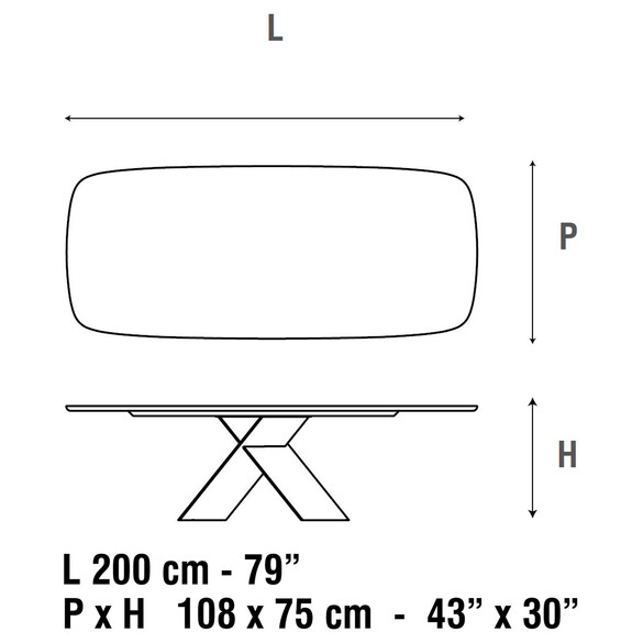 Bonaldo AX 200 Ess- und Arbeitstisch 200 cm mit abgerundeter Tischplatte