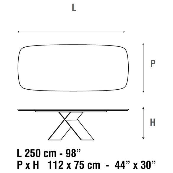 Bonaldo AX 250 Ess- und Arbeitstisch 250 cm mit abgerundeter Tischplatte