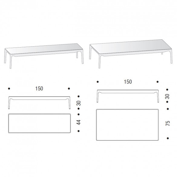 MDF Italia YALE LOW TABLE Couchtische, weiß
