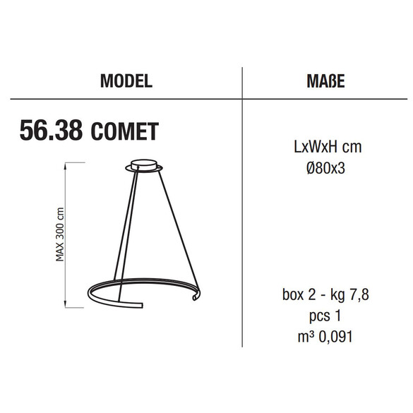 Bontempi COMET LED Hngeleuchte  80 cm (56.38)