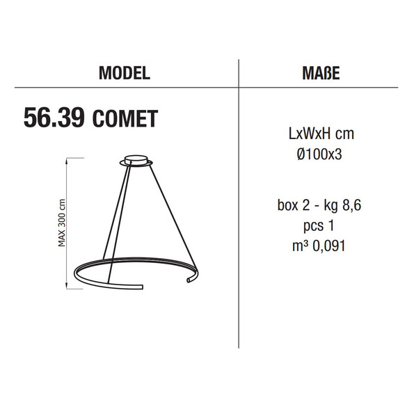 Bontempi COMET LED Hängeleuchte Ø 100 cm (56.39)