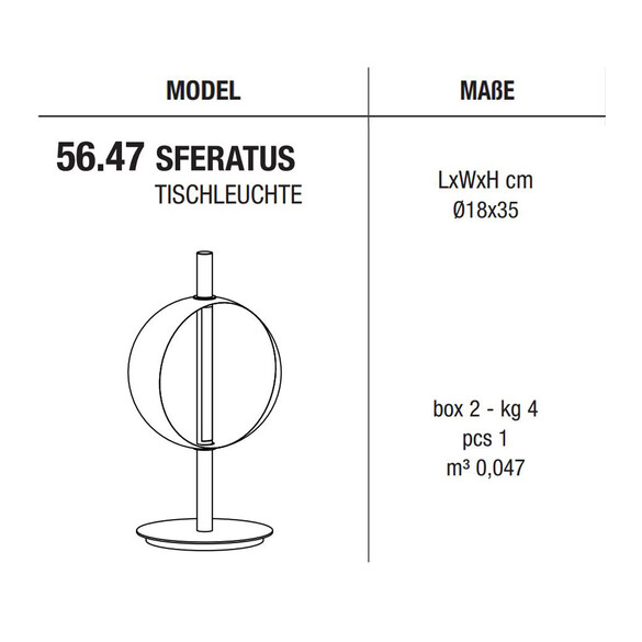 Bontempi SFERATUS LED Tischleuchte (56.47)