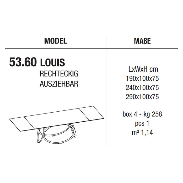 Bontempi LOUIS ausziehbarer Esstisch 190-290 cm (53.60)