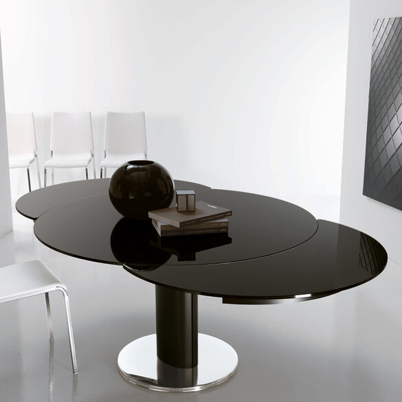Bontempi GIRO ausziehbarer Esstisch mit Säulengestell & Glasplatte (02.40)