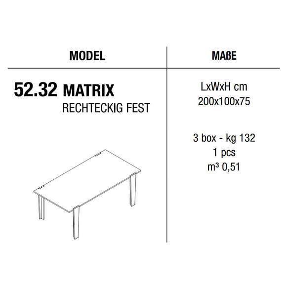 Bontempi MATRIX Esstisch 200 cm (52.32)