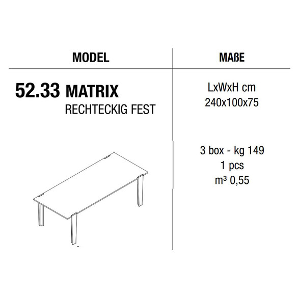 Bontempi MATRIX Esstisch 240 cm (52.33)