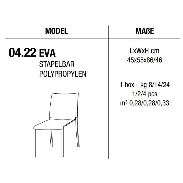 Bontempi EVA stapelbarer Stuhl 2er SET mit Metallgestell (04.22)