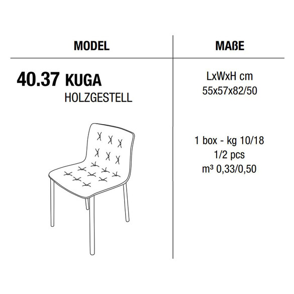 Bontempi KUGA Stuhl mit Holzgestell, Kunstleder/Samt/Echtleder (40.37)
