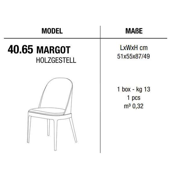 Bontempi MARGOT Stuhl mit Holzgestell, Kunstleder/Samt/Echtleder (40.65)