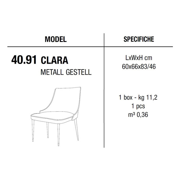 Bontempi CLARA Sessel mit Metallgestell, Kunstleder/Samt/Echtleder (40.91)